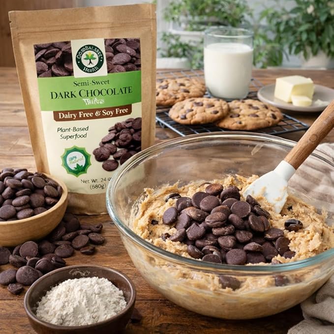Good Balance Health Dark Chocolate Wafers Semi Sweet Dairy Free Soy Free Melting Chocolate for Deserts Baking Fondue Dipping Decorations 1 Resealable Bag 24oz total