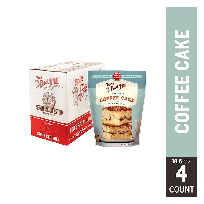 Bob's Red Mill Cinnamon Swirl Coffee Cake Baking Mix - 18.5 oz Bag (Pack of 4) Simple Clean Ingredients Homemade Taste Non-GMO