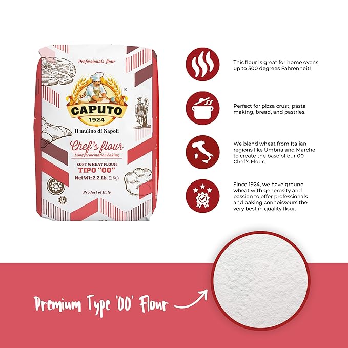 Antimo Caputo 00 Chefs Flour 1 Kilo 2.2 Pound (Pack of 4)