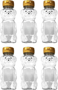 12 Ounce Clear Plastic Squeezable Honey Bears with Sealable Flip Top Lids - BPA Free Hand Wash Only (Gold 6 Pack)