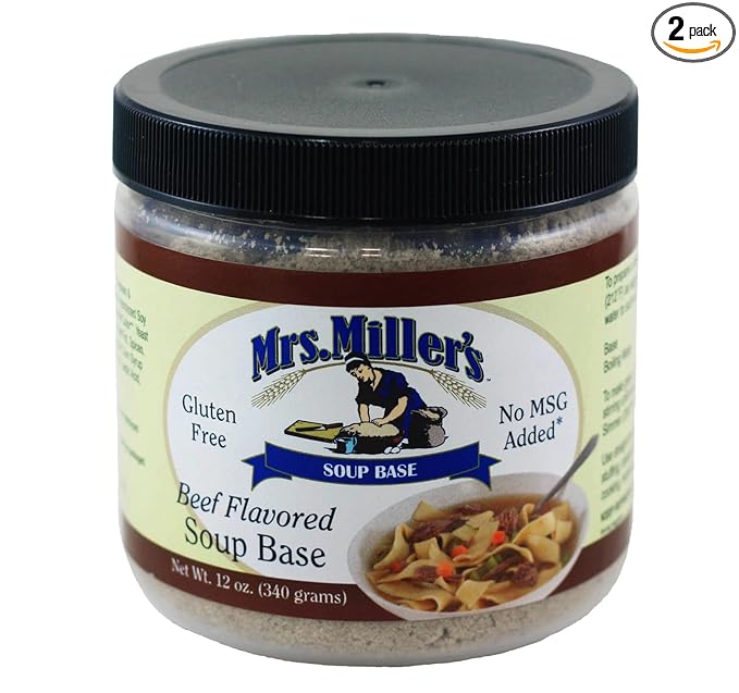 AmishTastes Mrs. Miller's Beef Flavored Soup Base Gluten-Free No MSG 12 oz. (Pack of 2)