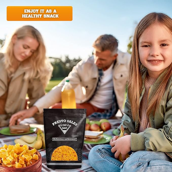 Mango Dried Diced Perfect for Baking and Snacking Vegan Low Calorie Tropical Tangy Delicious Satisfying User Friendly Packed in a resealable pouch bag of 3 lbs. (48 oz.) by Presto Sales LLC