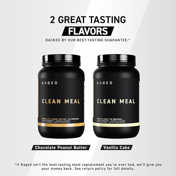 Kaged Clean Meal Powder | Vanilla Cake | Meal Replacement Shake | Whey Protein Isolate | Clean Carbs MCT Oil Fats Organic Vitamins and Minerals | Supplements for Men &amp Women | 20 Servings