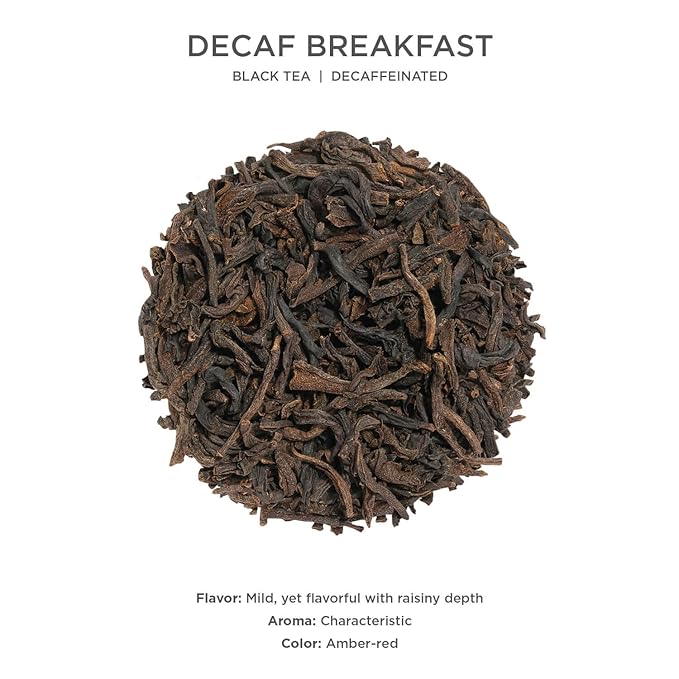 Tea Forte Decaf Breakfast Premium Caffeine-Free Black Tea Blend Event Box Bulk Pack 40 Count 10 per tray Individually Wrapped Handcrafted Pyramid Infusers