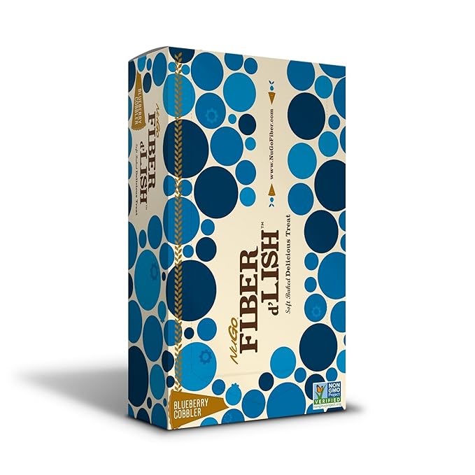 NuGo Fiber d'Lish Blueberry Cobbler 12g High Fiber Vegan 150 Calories 16 Count
