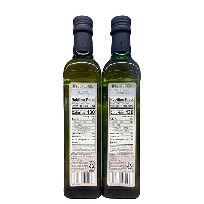 100% Pure Avocado Oil Expeller Pressed 17 FL OZ Non-GMO Verified 500°F Smoke Point (Pack of 2)