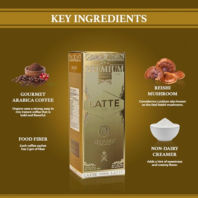 ORGANO 2 boxes Gourmet Cafe Latte 100% Certified Ganoderma Lucidum (40 Sachets)