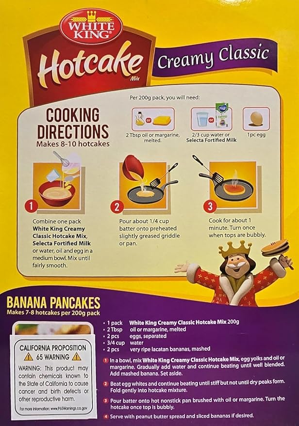 Pinoy Favorites - White King - 2 Creamy Hot Cake 2 Hot Cake Ube 2 Bibingka Mix &amp 2 Puto Mix - (400g) - 8 Boxes