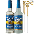 Torani Sugar Free Coconut Syrup and Sugar Free Vanilla Syrup Variety 2-Pack Coffee Syrups for Drinks Pumps Included 25.4 Fl Oz Ea