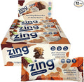 Zing Dark Chocolate Peanut Butter Vegan Protein Bars Gluten Free with High Protein High Fiber Dairy Free Nutrition Bars Plant Based Protein Kosher Low Sugar No Sugar Alcohols - 12 count