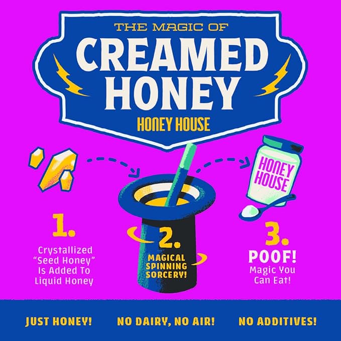 Honey House Pure Raw Clover &amp Smooth Creamed Combo | 100% Natural Unfiltered Additive-Free | Premium American Bee Farm | Perfect for Cooking Spreading &amp Sweetening | 2-pack