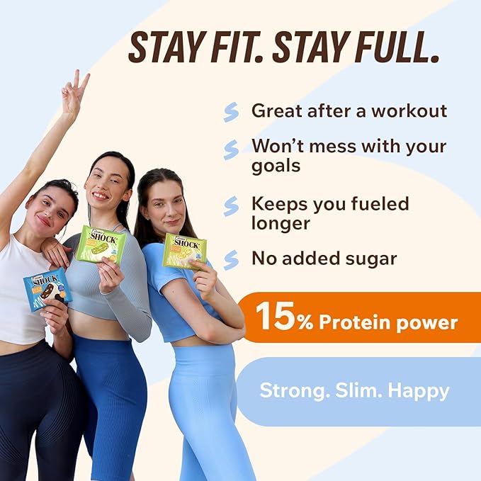 FitnesSHOCK White Chocolate Protein Brownie Variety Pack – Low Sugar Dessert Snack (2g Total Sugar No Added Sugar) – Pistachio Cookies Cream &amp Lemon Poppy – Healthy Snack Pack – 10 Count