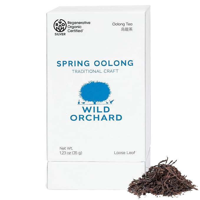 Wild Orchard Premium Grade Oolong Tea - 100% Regenerative Organic Certified - Sustainably &amp Regeneratively Cultivated on Jeju Island in South Korea - Loose Leaf Oolong Tea