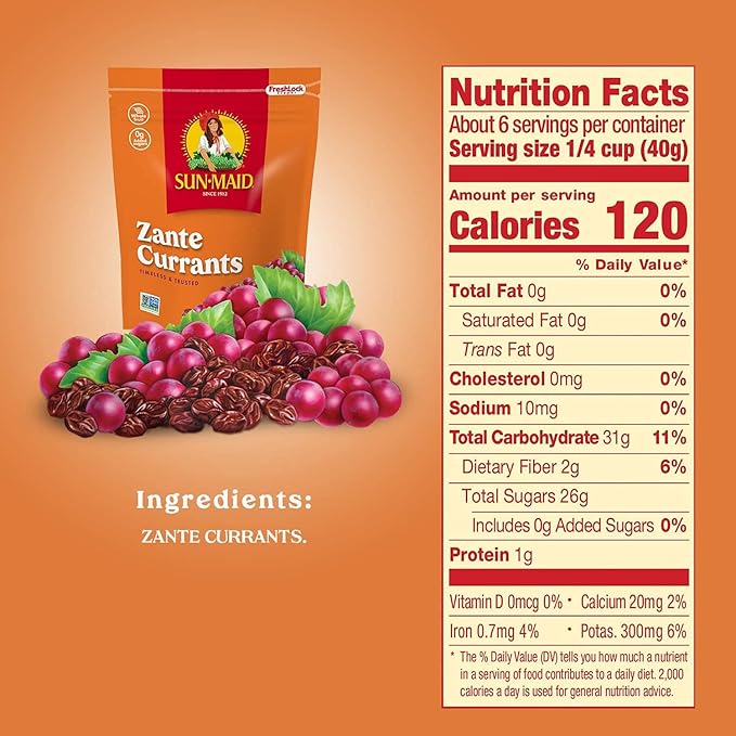 Sun-Maid California Sun-Dried Zante Currants - (10 Pack) 8 oz Resealable Bag - Dried Fruit for Healthy Snacks and School Lunches