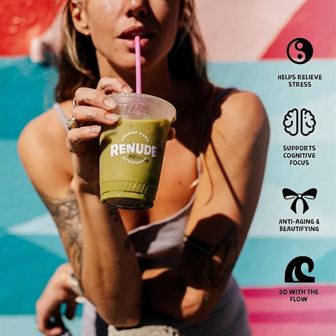 Renude Chaga Matcha and Chagaccino - Chaga Mushroom Powder for Coffee and Matcha Mushroom Drink Mix with Adaptogens Natural Energy and Immune Support Vegan Keto - 15 Servings Each