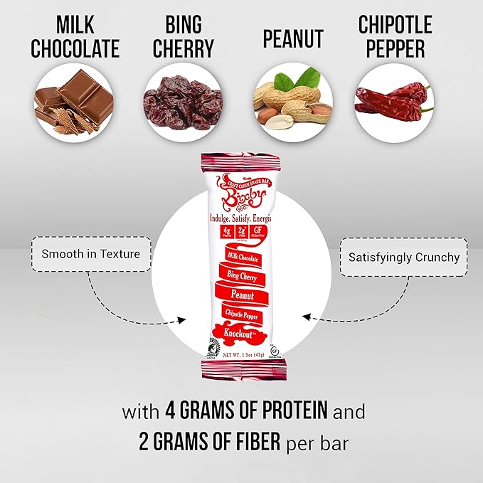 Bixby 12 Bars of Gluten Free Milk Chocolate - Chipotle Peanut and Cherry Bulk Chocolate Bars - Non GMO Kosher Protein Snack with Clean Ingredients - Pack of 12 Gourmet Candy Bars 1.5oz each