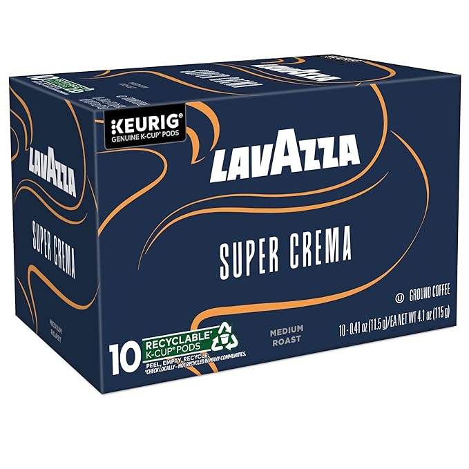 Lavazza Super Crema Single Serve Keurig K-Cup Pods Medium Espresso Roast Coffee 60 Count (6 Packs of 10)