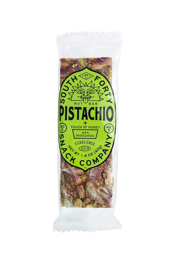South 40 Snacks Crunchy Pistachio Bar Just 4 Ingredients Touch of Honey (40g Bar Pack of 12)