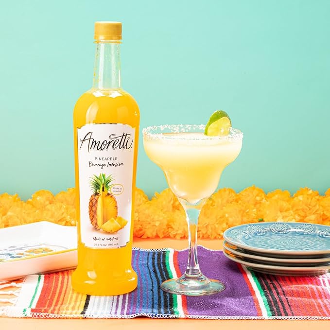 Amoretti - Pineapple Beverage Infusion - Drink Mix &amp Water Enhancer with Pump for Flavoring Cocktails Waters Teas and other Beverages Preservative Free
