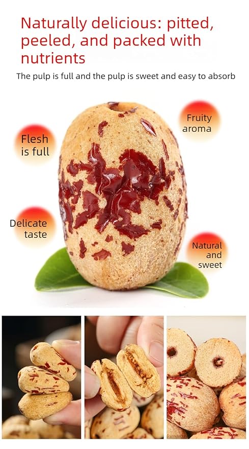 Pitted &amp Peeled Premium Dates 500g Wash-Free Jujube Natural Sweet &amp Plump 0 Additives (Peeled &amp Pitted Dates)