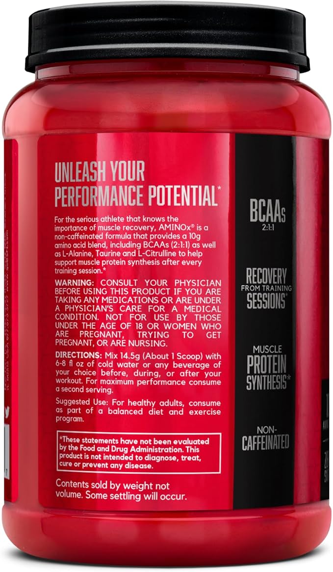 BSN Amino X Muscle Recovery &amp Endurance Powder BCAAs 10 Grams of Amino Acids Keto Friendly Caffeine-Free Support Endurance Zero Sugar Fruit Punch 70 servings 35.84 Ounce (Packaging May Va