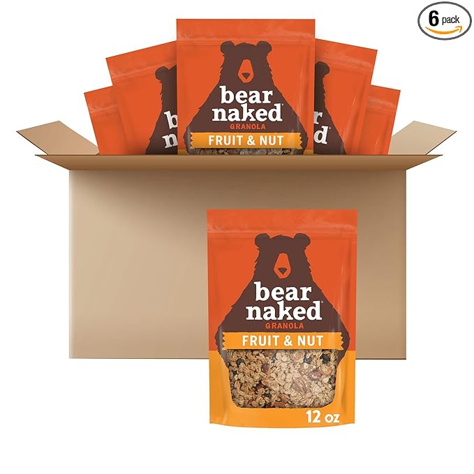 Bear Naked Granola Cereal Whole Grain Granola Breakfast Snacks Fruit and Nut Medley (6 Bags)
