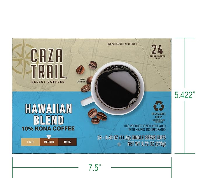 Caza Trail Coffee Pods Kona Blend Single Serve (Pack of 24) (Packaging May Vary)