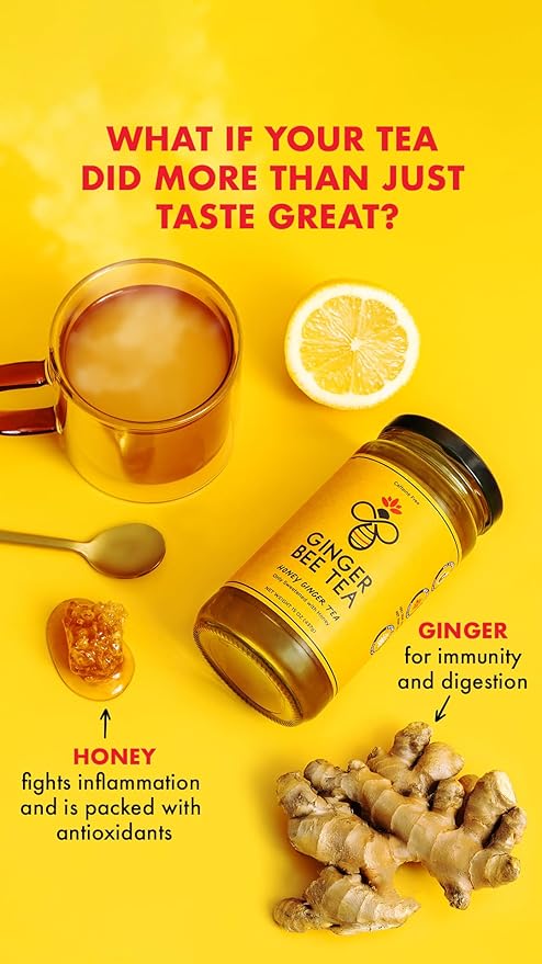 Ginger Bee Honey Tea Concentrate – Real Honey &amp Ginger Korean style Tea with Lemon | 19 Servings | Naturally Sweet No Refined Sugar | Immune Support Throat &amp Digestive Comfort | Hot or Iced