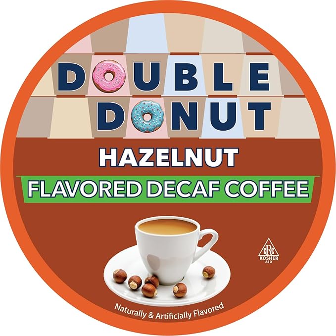 Double Donut Coffee Flavored Decaf Coffee Decaf Hazelnut Coffee Decaf Coffee Pods for Keurig K Cups Machines Medium Roast 80 Count (Pack of 1)