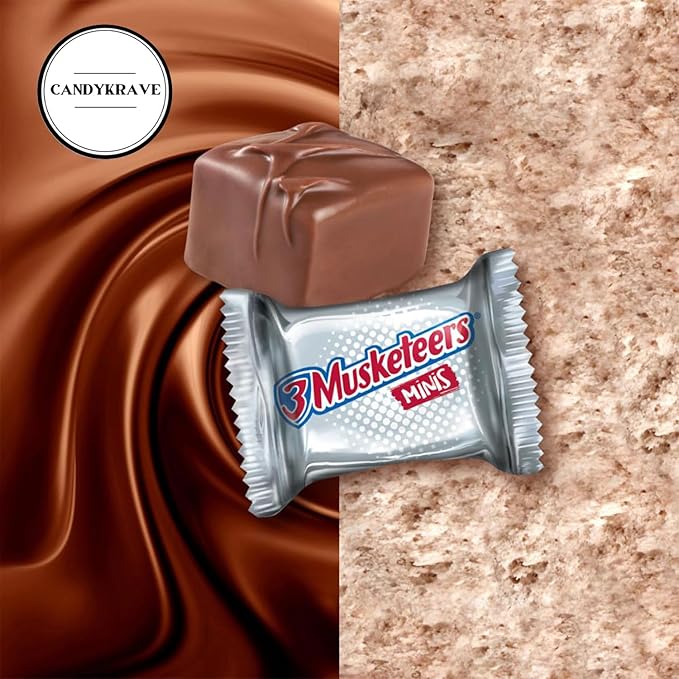 3 Musketeers Way Mini Chocolate Bars - 1 lbs Fun Size Irresistible Mini Treats - Individually Wrapped Milk Chocolate Candy - Delicious Sweets for Christmas Holidays Pantry &amp Birthdays