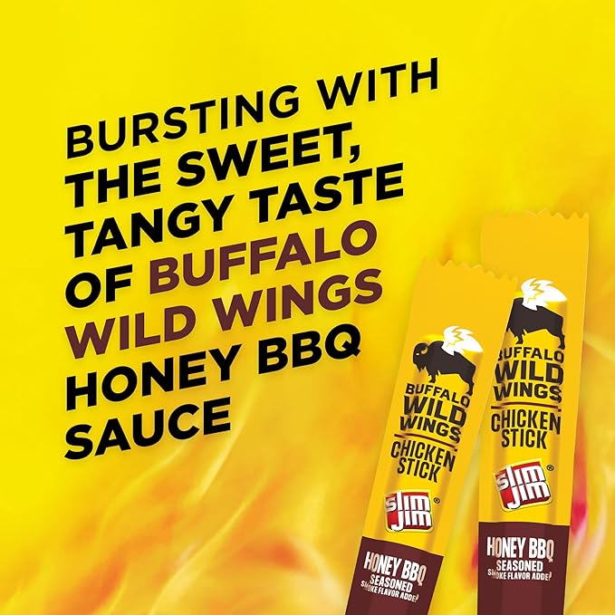 Slim Jim Chicken Sticks Buffalo Wild Wings Honey BBQ Seasoned 7g Protein per Serving Snack Size Easter Basket Stuffer for Men 0.28 oz. 14 Count (Pack of 7)