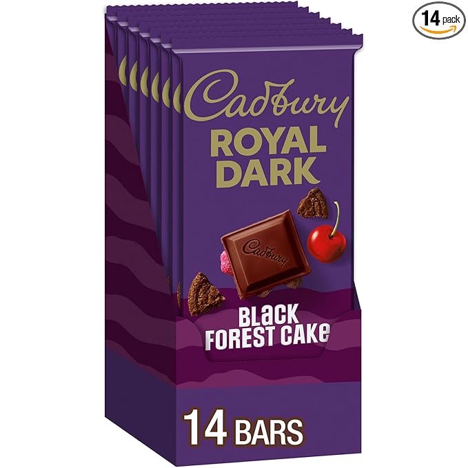 CADBURY ROYAL DARK Black Forest Cake Dark Chocolate Candy Bars 3.5 oz (14 Count)