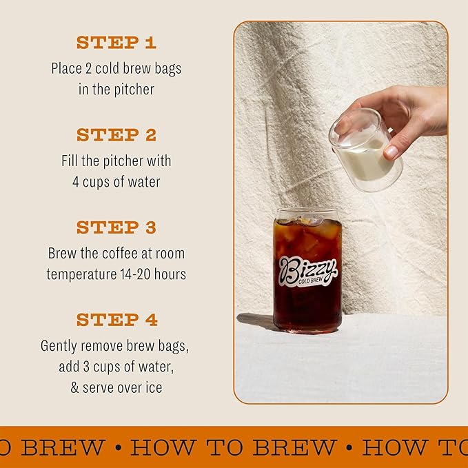Bizzy Organic Cold Brew Coffee | Bundle | Coarse Ground Coffee | Smooth &amp Sweet 1 LB + Breakfast Blend 1 LB | 2 Pack