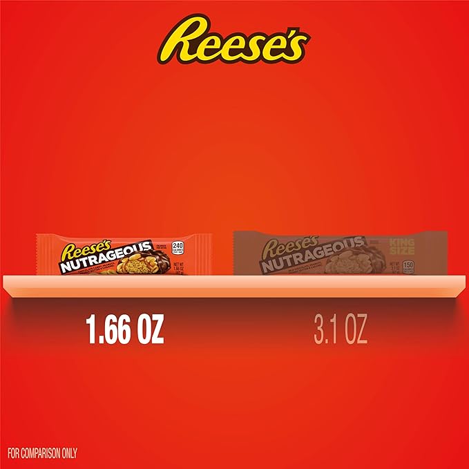 REESE'S NUTRAGEOUS Chocolate Peanut Butter Caramel and Peanut Candy Bars 1.66 oz (18 Count)