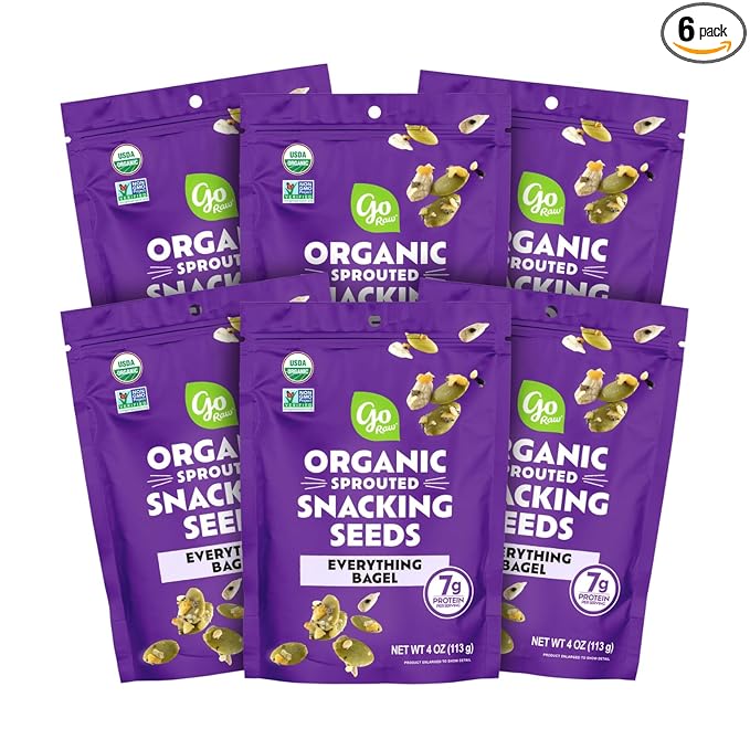 Go Raw Organic Sprouted Everything Bagel Snacking Seeds 4 oz 6 Pack Pumpkin &amp Sunflower Seeds Keto Kosher