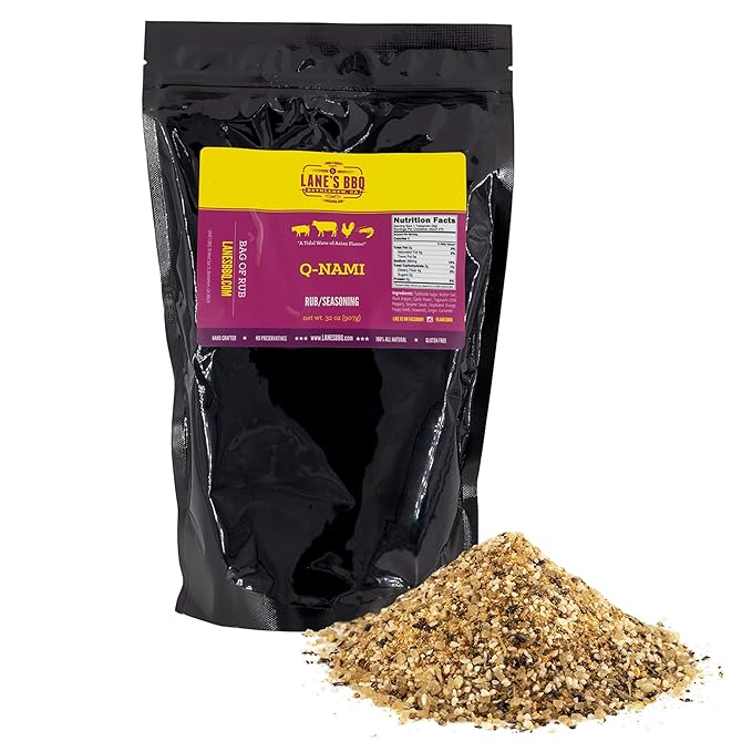 Lane's Q-nami Japanese Seasoning Rub All-Natural Shichimi Togarashi Seasoning for Steak Chicken Veggies &amp Tuna Gluten-free Made in USA 2lbs