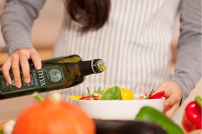 USDA Organic Extra Virgin Olive Oil by THYA First Cold Pressed Single Source Unblended Natural NON-GMO EVOO for Salad Cooking Baking Dipping (25.4 fl oz/ 750ml)