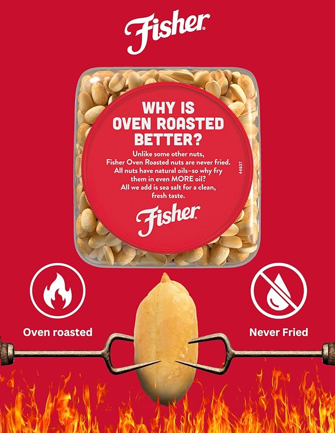 Fisher Oven Roasted Never Fried Peanuts 24 Ounces (Pack of 6) Snacks for Adults Made With Sea Salt No Added Oils Artificial Ingredients or Preservatives Gluten Free Vegan Protein Bulk