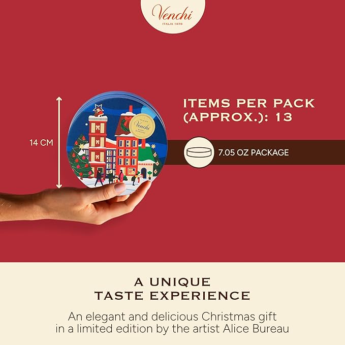 Venchi - Christmas Gift Box with Assorted Chocolates Gianduiotto Chocoviar 75% Extra Dark Cremino Limited Edition Gluten-Free No Colourings or Preservatives Gift Idea