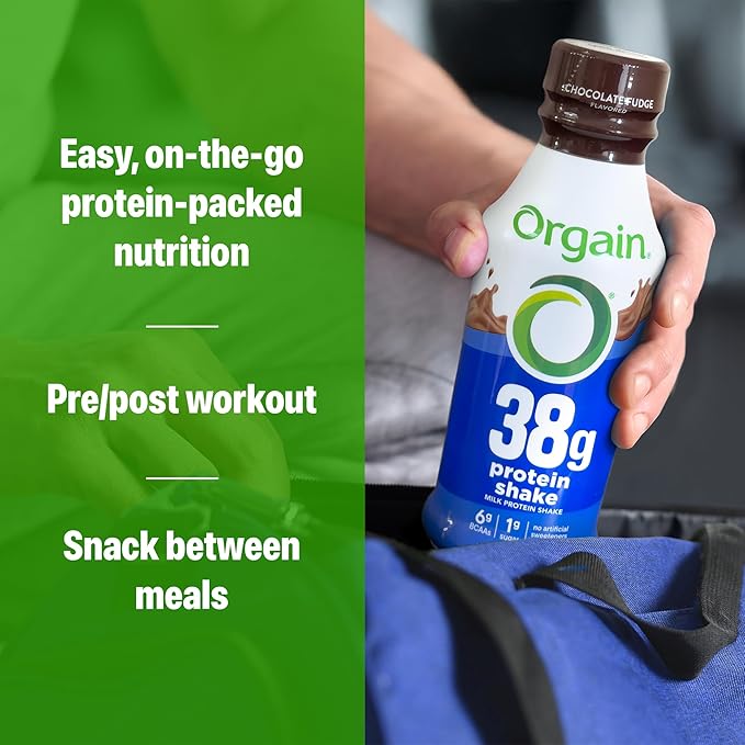 Orgain 38g High Protein Shake Dairy Isolate Protein Milk Chocolate Fudge 6g BCAAs 1g Sugar Per Serving Meal Replacement Ready to Drink Keto Friendly Gluten-Free 14 Fl Oz (Pack of 24)