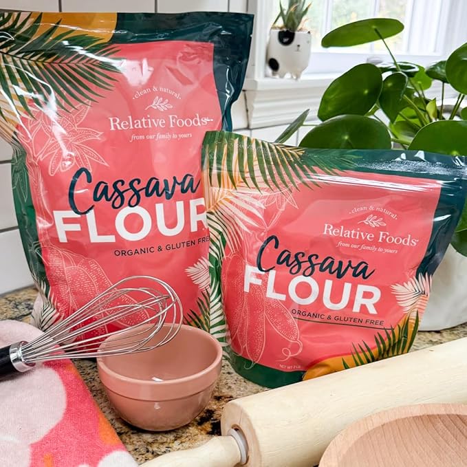 Relative Foods Premium Organic Cassava Flour (5 lb) - Versatile Yuca Flour for Healthy Baking - Mild Flavor Unique Cassava Root Flour Blend for Waffles Biscuits &amp More - Perfect Baking Flour