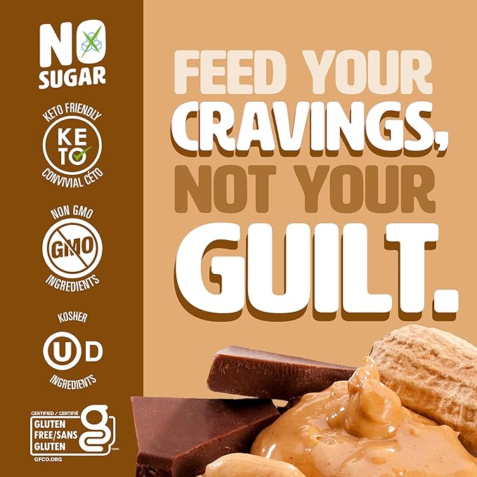 No Sugar Keto Bar Snack - Low Carb No Sugar Keto Snack Food with Keto Friendly Macros (12 x 1.41oz Bars Peanut Butter)