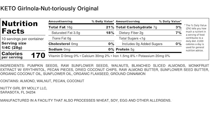 Low Sugar Low Carb Granola Cereal | Nut-oriously Original 10 Lbs | Nutty Girl Keto Girlnola®