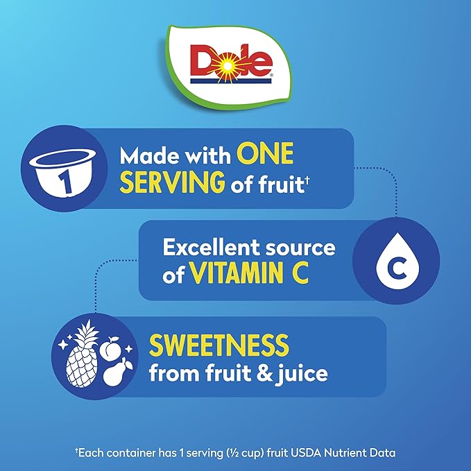 Dole Fruit Bowls Mixed Fruit in 100% Juice Snacks 4oz 24 Total Cups Gluten &amp Dairy Free Bulk Lunch Snacks for Kids &amp Adults