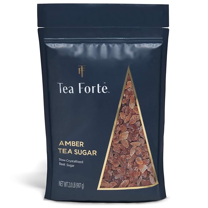 Tea Forte Natural Amber Hue Beet Rock Sugar Crystals for Tea and Coffee Dissolves Quickly Vegan and Non-GMO Resealable 2 Pound Bag
