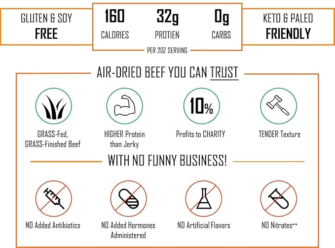 Boma Biltong Slab (Garlic &amp Herb) - Air-Dried Grass Fed Grass Finished Beef Jerky Snack | Keto Paleo Whole30 Friendly Carnivore Diet | Charcuterie South African Beef Jerky Gluten Free Soy F