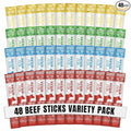 Wicked Cutz Beef Sticks Variety Pack | 4 Flavors up to 15g Protein Per Meat Stick | Extra Large Tender Easy to Chew USA Made High Protein Carnivore Snacks | Unique Gifts for Men (48 Pack)