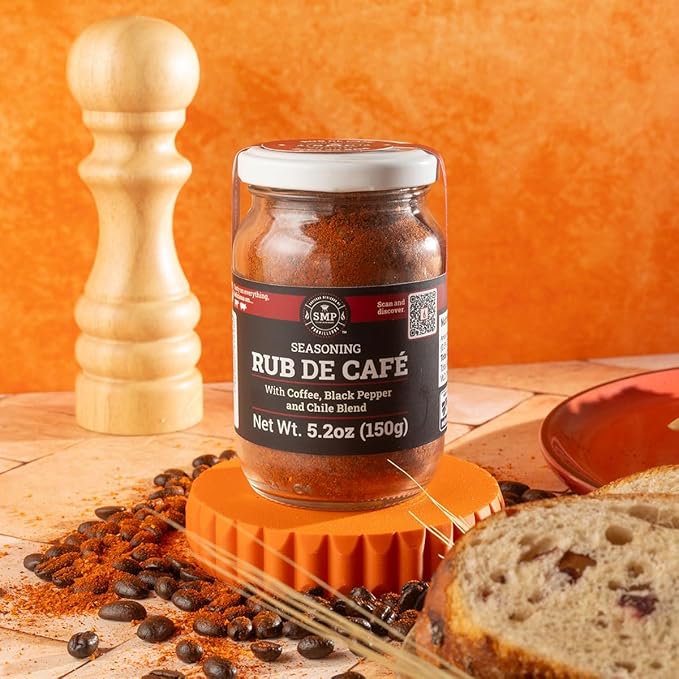 SMP Rub de Café Bag – Coffee-Infused BBQ Rub for Brisket Pork Shoulder Picaña &amp Ribs – 100% Natural &amp Preservative-Free – Intense Tenderizing Seasoning – 800g Bag for Low &amp Slow Cooking