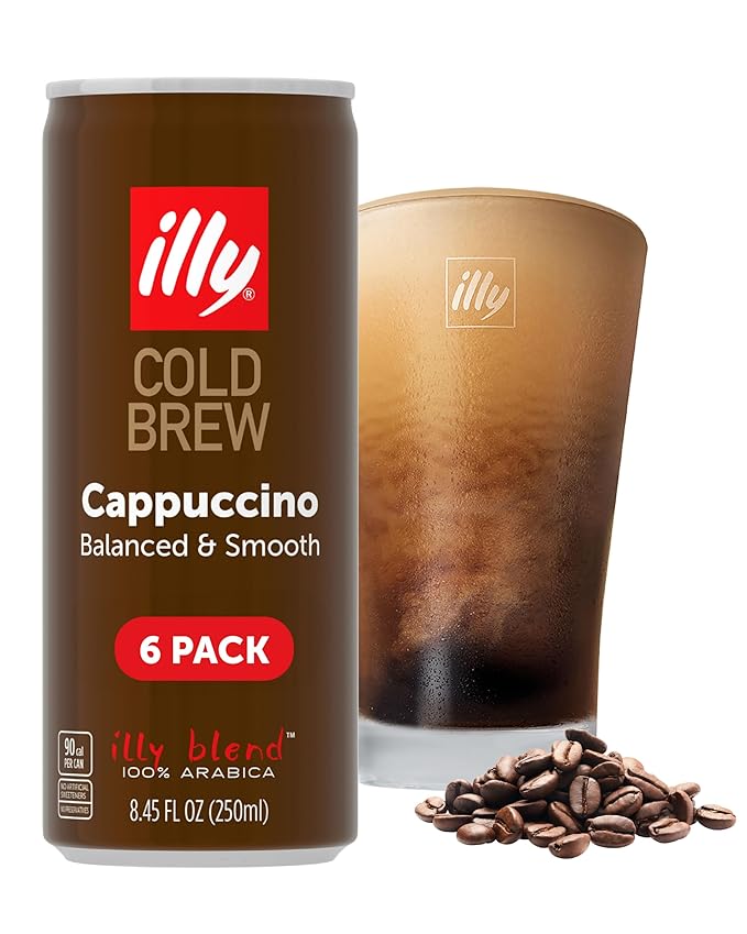 illy Ready To Drink Cappuccino Cold Brew Coffee Cans 100% Arabica Premium Italian Coffee 8.45oz 12 Pack