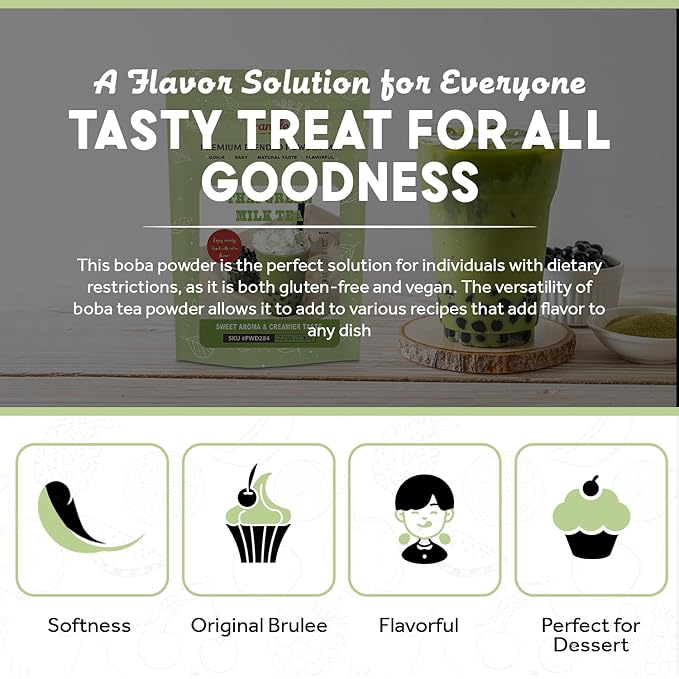Fanale Premium Thai Green Bubble Tea Flavoring Powder for Boba Tea| Perfect for Baking Smoothies Desserts and Drinks | Instant Boba Bubble Tea Powder for Milk Tea - 2.2 Pounds (Pack of 20)